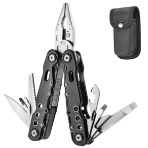 Stainless Steel Multitool Pliers Safety Locking Nylon Sheath Outdoor Multifunctional Tool Featuring Aluminum Handle