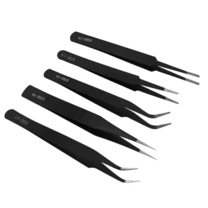 Stainless Steel Nail Art Tweezers Double Headed Straight Elbow Anti Static Rhinestone Pickup Tool Dotting Tool