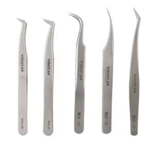 Stainless Steel Premium Quality Durable High-Precision Eyelash Tweezer Sets Straight and Curved Tweezers