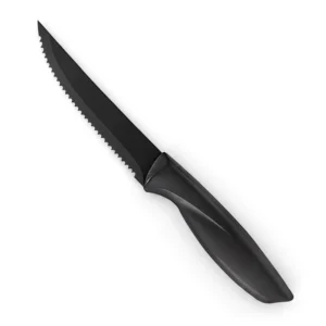 Stainless Steel Steak Knife with Durable Ergonomic Plastic Handle Black Non Stick Coated Sharp Blade for Kitchen Restaurant Use