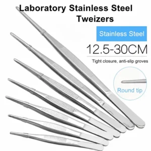 Stainless Steel Tweezers Curved Head Fine Tip Anti static Small Student Laboratory Equipment Non Medical Hemostasis Suture