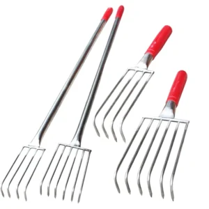 Stainless Steel Wood Handle Rake Silver Red Black for Seaside Digging Clams Seafood