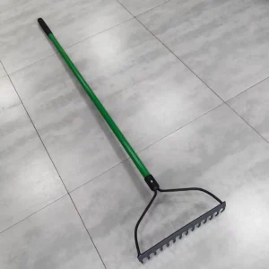 Steel Head Ergonomic Large Hand Garden Leaf Rake with Steel Tube Handle for Farming Use