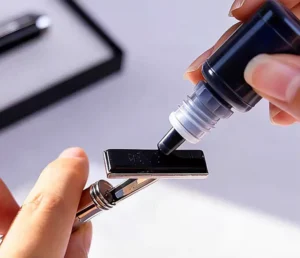 Stock Personalized Metal Self inking Name Engraving Stamp Seal Pen Ink Pen With Stamp Personal Style