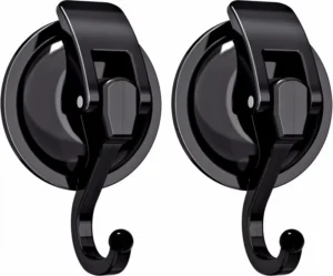 Suction Cup Hook Plastic Load bearing Hook Double hook Design Removable Waterproof for Closet Bathroom Kitchen 2Pack