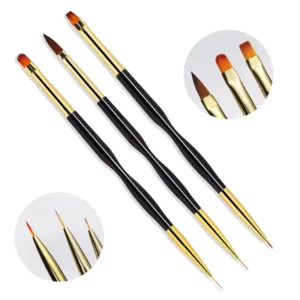 Supplies Flexible Bristle Double ended Black Handle Nail Art Brushes for Line Painting and Gel Carving