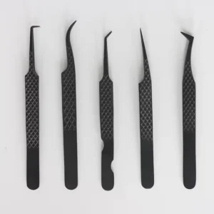 Surgical Black Eyelash Extension Tweezers Anti Static Volume Lash Fan Making Tools for Salon Makeup Artist