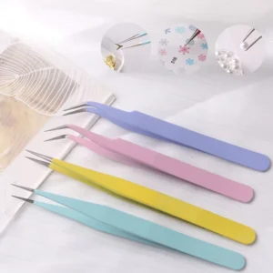 TSZS Nail Art DIY Tweezers Macaroon Color Stainless Steel Tweezers Rhinestone Stickers Diamond Pick Nail Tweezer