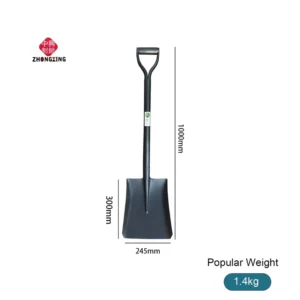 Tangshan Manufactures 50Mn Steel Farm Tools Shovel and Spade Iron Square Shovel with Steel Handle S501MBY