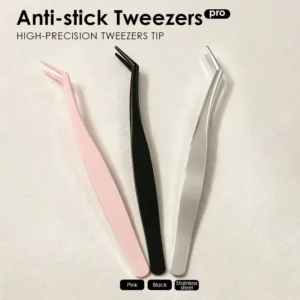 Teflon Coated Anti Stick Lash Tweezers High Hardness Precision Tweezer for Self Bonding Lashes No Cleaning Required