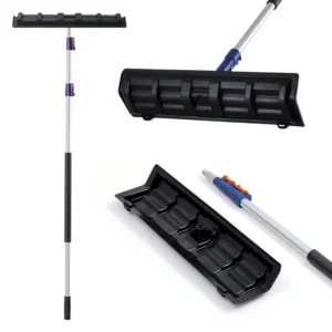 Telescoping Snow Removal Tool Wide Rake With 3 Sections Tube and Anti Slip Handle for House Roof Clearing Trucks Leaves