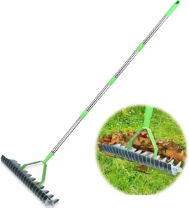 Thatch Rake Robust Lawn Thatching Versatile Grass Grooming Rake Steel Metal Rake with Handle for Cleaning Dead Grass Yard Garden