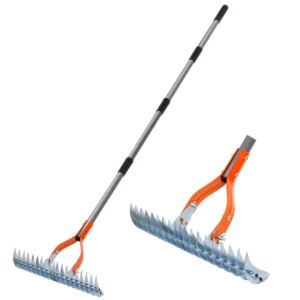 Thick Garden Rake 15 Inch Large Size Durable Hand Tool for Yard Lawn Leaf Sweeping and Grass Cleaning for Home Garden Use