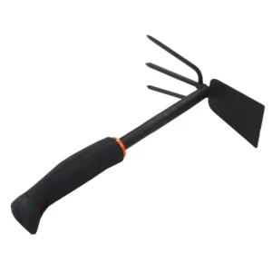 Thicken Dual Purpose Small Handheld Hoe Farm Garden Tools Harrow Iron Head Labor Saving Soil Loosening Weeding Rake Black Orange