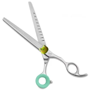 Titan Scissors 7.0 Inch VG10 Pet Grooming Curved Natural Scissors Shears Built in Gradient Teeth Comb Thinning Cat Dog