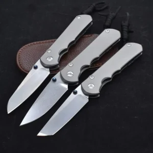 Titanium Alloy Folding Knife Camping Hunting Tactical Outdoor with Leather Sheath DIY OEM