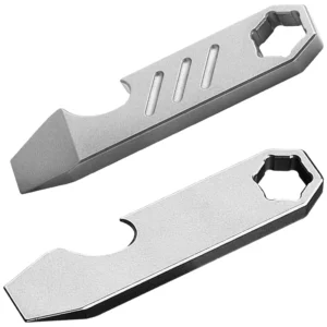 Titanium EDC Pry Bar with Bottle Opener Mini Upgraded with Scale and Screwdriver Keychain Multi function Pocket EDC Tools