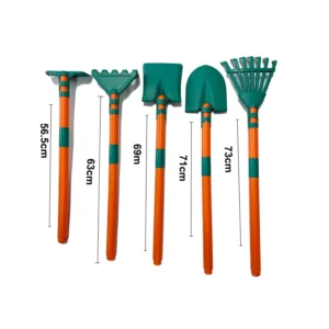 Toddler Large Garden Tools 5PCS Long Handle Shovel Rake Hoe Set for Backyard Gardening
