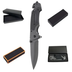 Top-grade Black-coated Custom 3cr13 Steel Plastics Handle Outdoor Survival Camping Hunting EDC Folding Pocket Knife in Stock