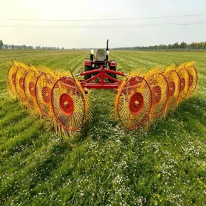 Tractor Pull Type Wheel Rake with Hydraulic Folding 6.5m Raking Width Agricultural Hay Equipment