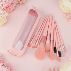 Travel Makeup Brush Set 10pcs Easy taken Full Complete Function Makeup Brushes Kit with Brush Pouch