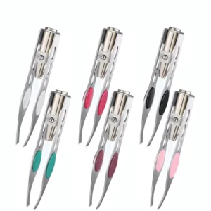 Tweezers With Light Led Tweezers Stainless Steel Makeup LED Light Eyelash Eyebrow Hair Removal Illuminating Lighted Tweezers