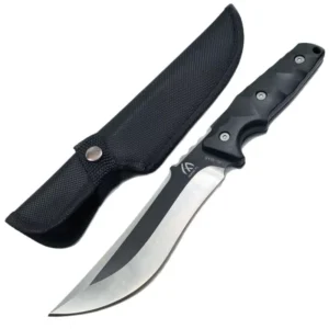 Two Tone Stainless Steel Fixed Blade Knife Daily Household Cutting Tool with Nylon Sheath 9E7