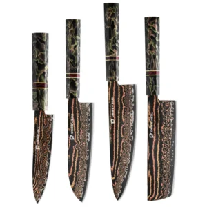 Ultra Sharp Copper Damascus Steel Kitchen Knife Set Professional Japanese Kitchen Utility Chef Knives Gifts