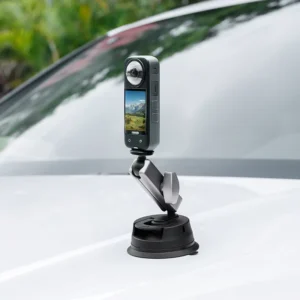 Universal Car Windshield Dashboard Window Action Camera Suction Cup Mount Aluminum Alloy Black+Grey 360 Degree Rotation