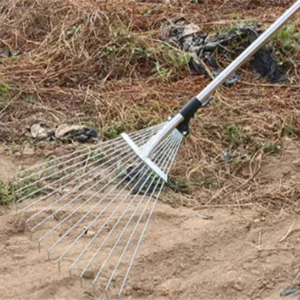 Use a Farm Rake to Remove Leaves from the Lawn Specialized Cleaning Tool Extendable Rake