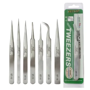 VETUS ST Series Anti Counterfeit Stainless Steel Eyelash Extension Tweezers Original Multi Functional Slanted Tip