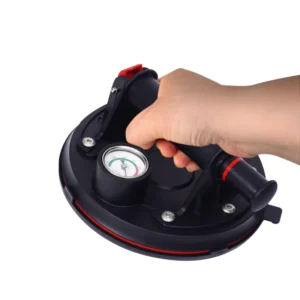 Vacuum Pump Suction Cup Glass Tile Sucker Heavy Duty Hand held Black Air Suction Cup With Pressure Gauge