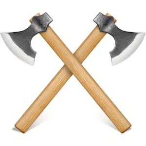 Viking Axe for Outdoor Camping Carbon Steel Hatchet with Wood Handle Anti Slip DIY Industrial Grade for Cutting