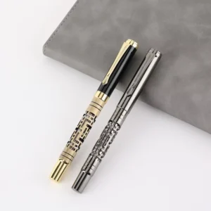 Vintage Hollow Engraved Luxury Metal Fountain Pen 0.5mm Nib Heavy Business Signature Pen Custom Logo Gift Stationery Pen
