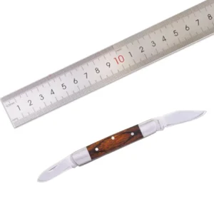Vintage Style Small Wood Handle Portable Folding Hunting Knife with Double Side Stainless Steel Blade DIY Grade OEM Customizable