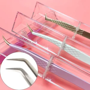Volume Eyelash Tweezers Fiber Tips Lash Grafting Nano Grip Tweezers Professional 90 45 Degree Russian Eyelash Extension Tweezers