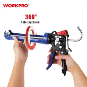 WORKPRO 230MM(9″) 2 Grade Adjust Swivel Barrels Heavy Duty Caulking Gun