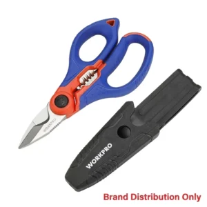WORKPRO 6.4″ Professional Electrician Shears Soft Cable Wire Stripper Stainless Electricians Scissors