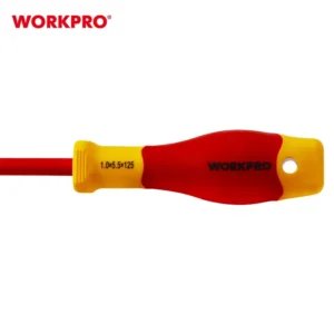 WORKPRO High Quality Slim Blade 1.0×5.5x125mm Insulated Slotted Screwdriver with Soft Handle