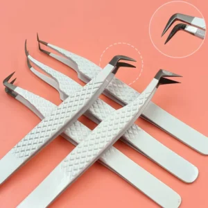 White Black Beige Lash Tweezers Fiber Tip Volume Lash Extension Eyelash Tweezers