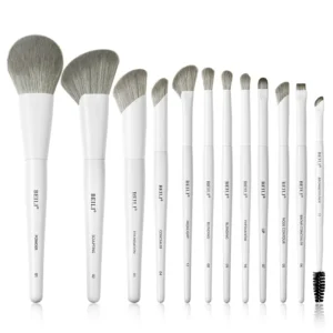 White Makeup Brush Set High end Matte Finish Wood Handle Soft Synthetic Bristles for Foundation Powder Blush