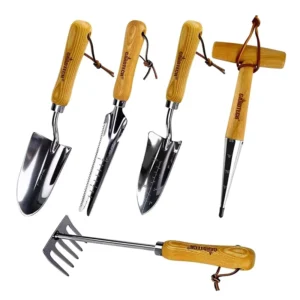 Winslow & Ross 5 Pcs Wooden Handle Floral Vintage Garden Hand Tools Set Garden Digging Tools Stainless Steel