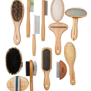 Wood Bamboo Pet Dog Cat Grooming Rake Shower Brush for Deshedding Hair Removal Multi Function Massage Tool