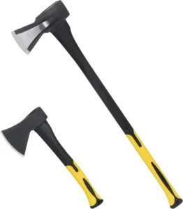 Wood Splitting Axe and Hatchet Set 15 Inch Fiberglass Handle Camping Hatchet and Felling Axe for Cutting and Felling DIY Grade