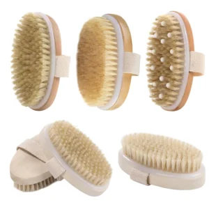 Wooden Bamboo Bath Brush Dry Skin Body Bristles Roller (needleless)