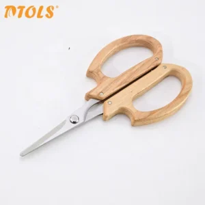 Wooden Handle Flower Scissors Stainless Steel Sharp Pruning Shears for Gardening Bonsai Branch Trimming Floral Arrangement
