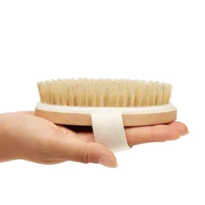 Wooden Handle Oval Bath Brush 100% Boar Bristle Dry Skin Body Bath Brush With Hand Band Natural Easy Clean Wood Brush