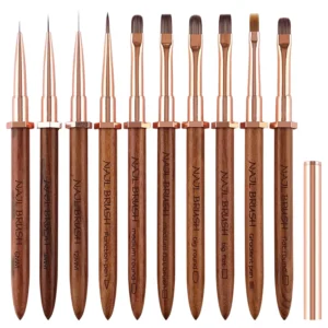 Wooden Manicure Pen Large Oblique Ombre Square Flat Head UV Gel Nail Care Tools Liner Brush