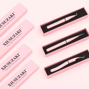 XIUSUZAKI Custom Fiber Tip Lash Tweezers Volume Lash Tweezers Lash Tech 90 Degree Tweezers for Eyelash Extension