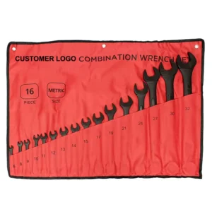YUHANG 16 Pc Black Spanner Wrench Set Metric Combination Wrench with Pouch DIY Grade Carbon Steel OEM Customization Supported